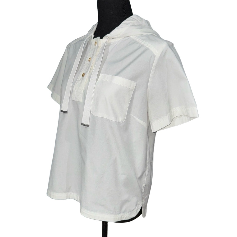 MARC By Marc Jacobs Women’s Cotton Poplin Hoodie Popover in White-Size Small - Picture 5 of 8